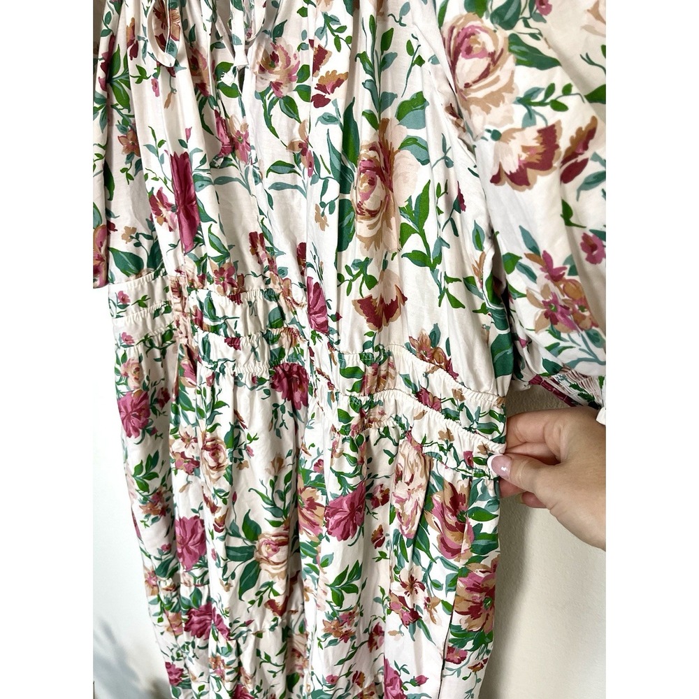 ANTHROPOLOGIE Somerset Puff Sleeve Floral Maxi Dress Cottage Natural XL - Picture 8 of 16